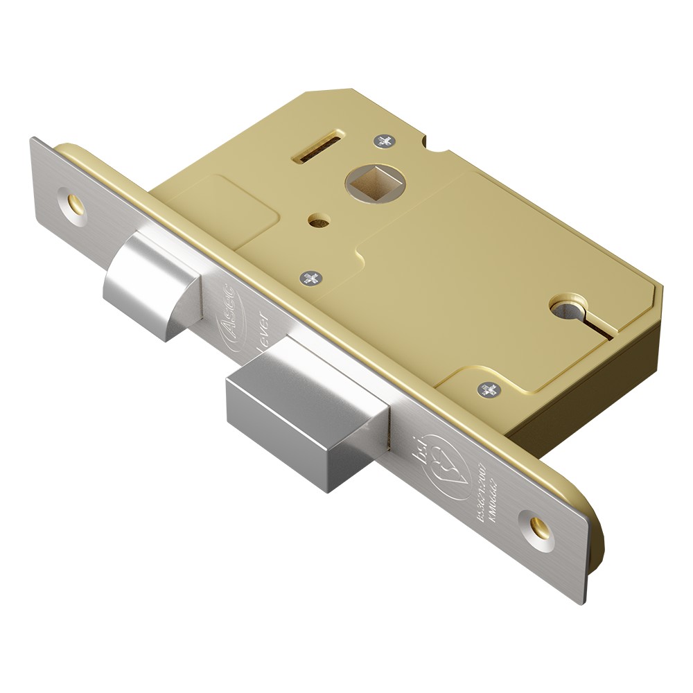 ASEC BS 5 Lever British Standard Sashlock - 64mm SS KD Visi