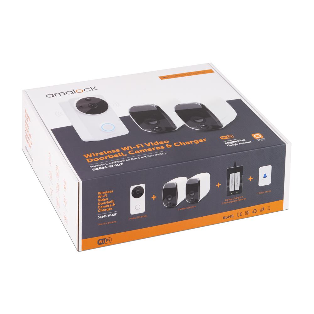 AMALOCK DB801 Wireless Doorbell & Chime Kit With 2 x White CAM200A Camera White DB801-W-KIT Doorbells