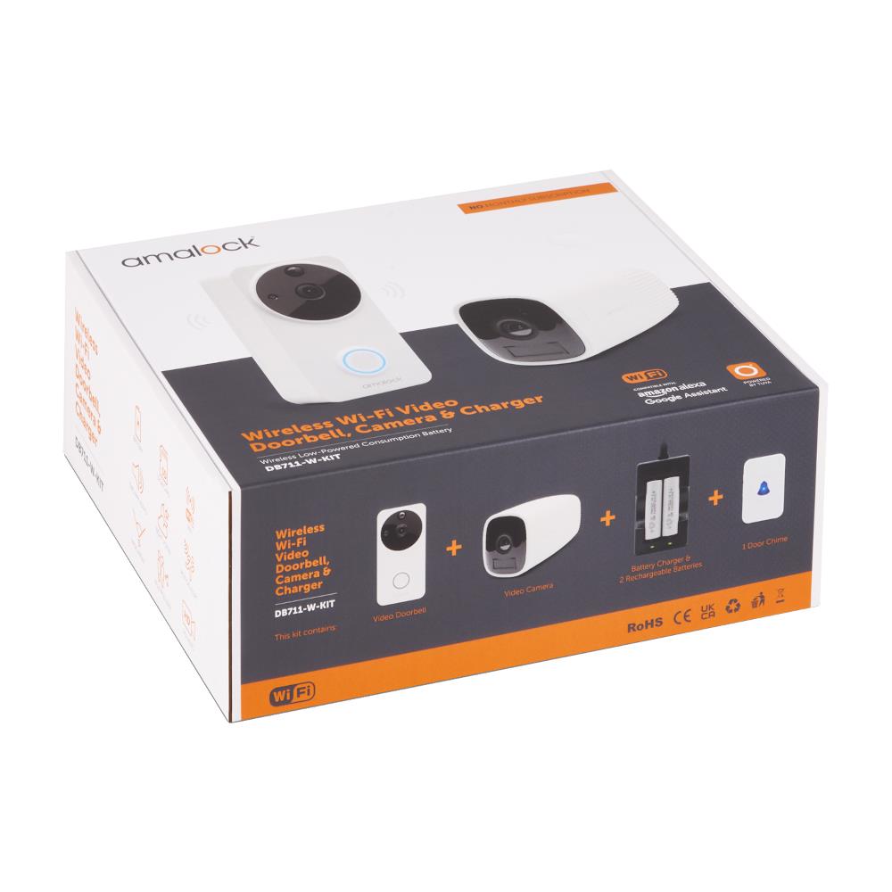AMALOCK DB711/DB721 Wireless Doorbell & Chime Kit With 1 x CAM400 Camera, White DB711-W-KIT Doorbells