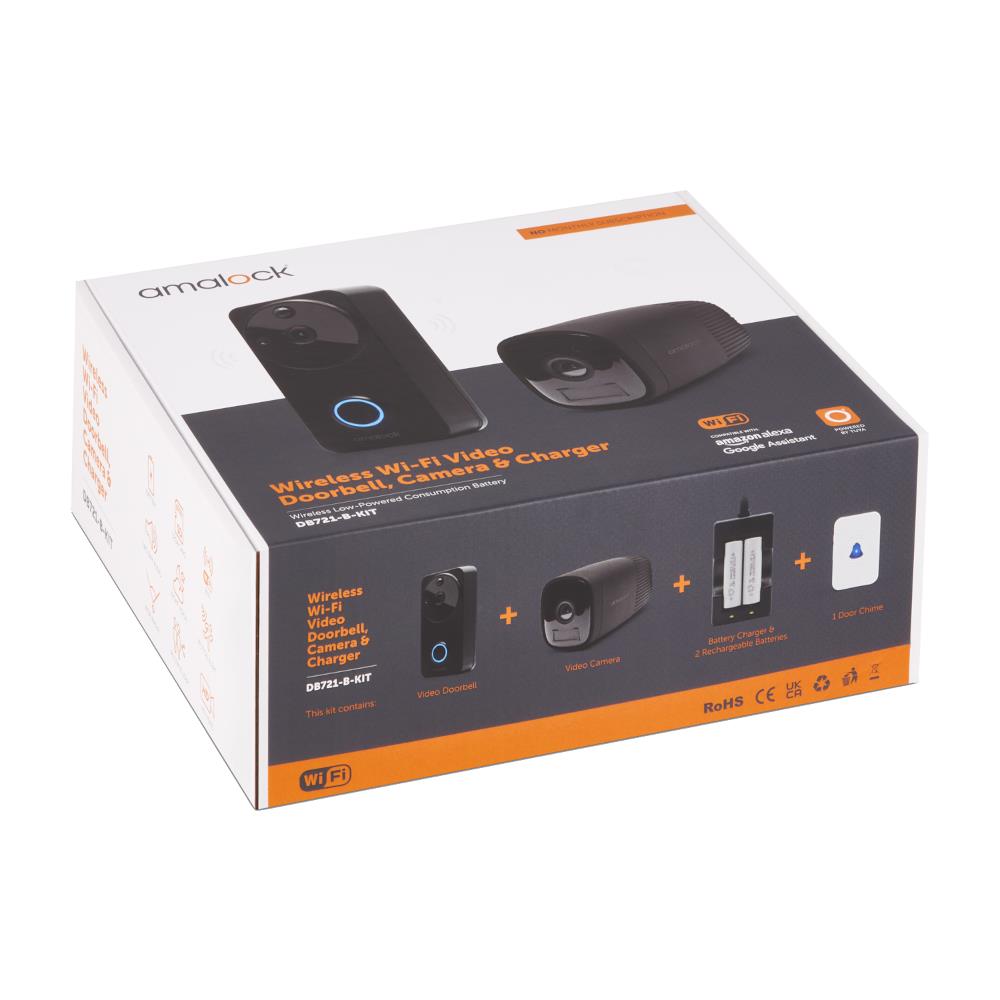 AMALOCK DB711/DB721 Wireless Doorbell & Chime Kit With 1 x CAM400 Camera - Black DB721-B-KIT Doorbells