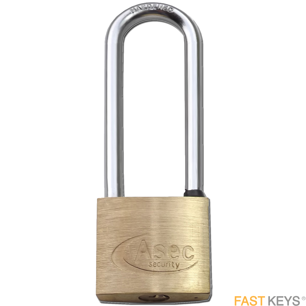 Asec 40mm Brass Padlocks - Keyed Alike - Long Shackle