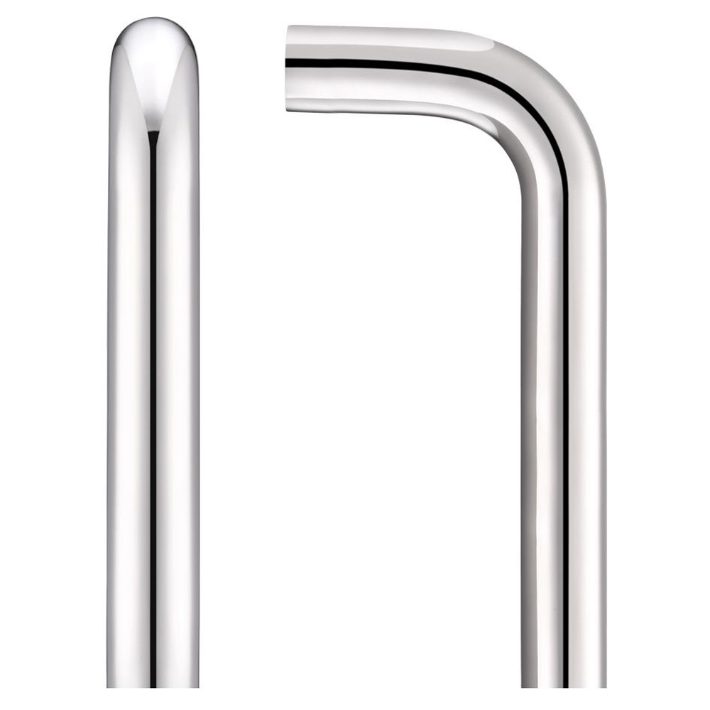 ZOO ZCSD600BP 19mm D Pull Handle - 600mm Centers - Grade 304 - Bolt Through - Polished Stainless Door Pulls and Keyhole Escutcheons
