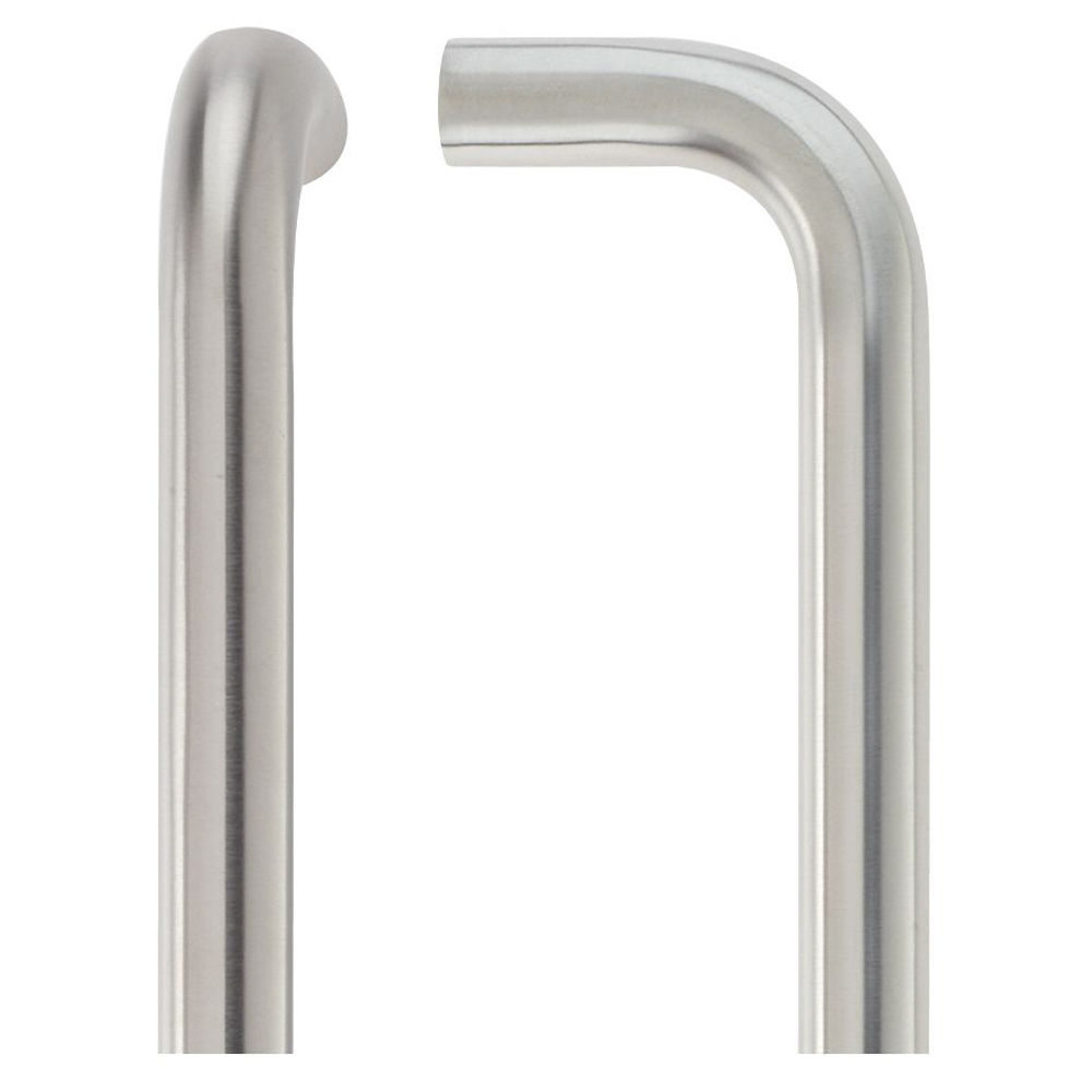 ZOO ZCSD600BS 19mm D Pull Handle - 600mm Centers - Grade 304 - Bolt Through - Satin Stainless Door Pulls and Keyhole Escutcheons