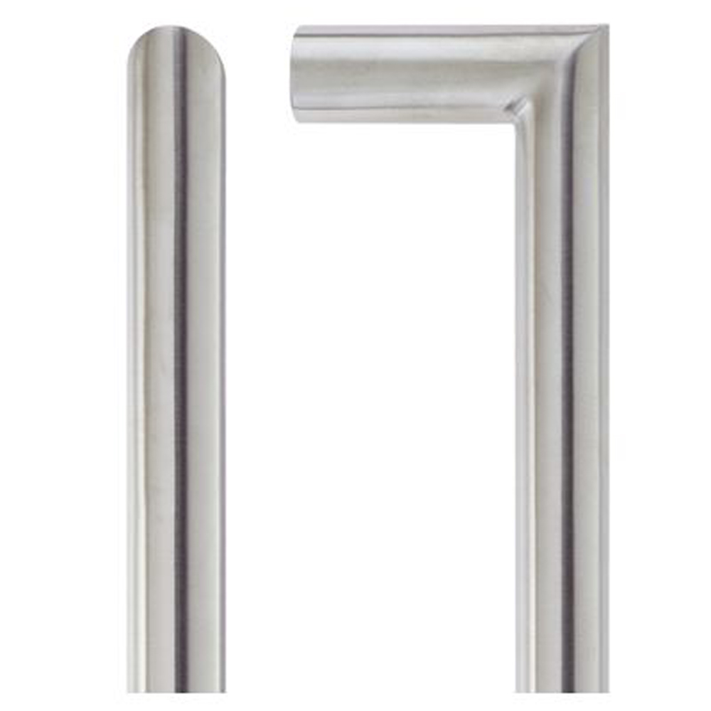 ZOO ZCS2M425BS 19mm Mitred Pull Handle - 425mm Centers - Grade 201 - Bolt Through - Satin Stainless Door Pulls and Keyhole Escutcheons