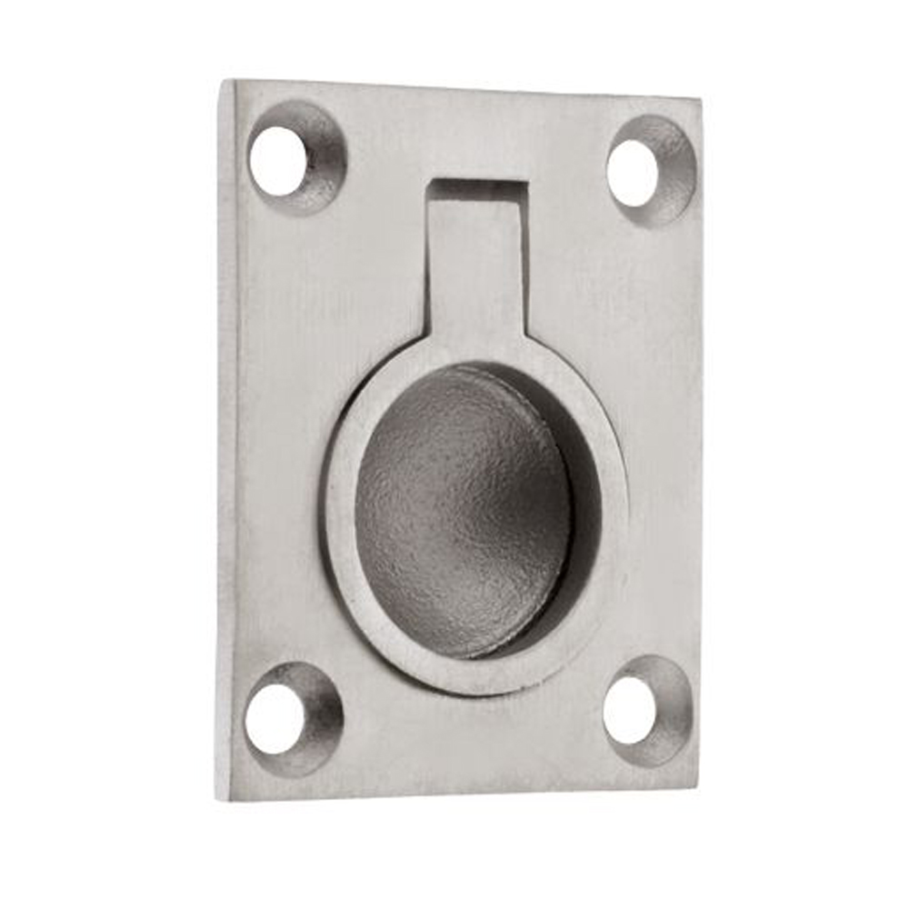 ZOO ZAS43SS Flush Ring Pull - 48 X 38mm - Satin Stainless Door Pulls and Keyhole Escutcheons