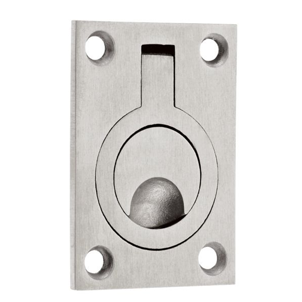 ZOO ZAS42SS Flush Ring Pull - 62 X 44mm - Satin Stainless Door Pulls and Keyhole Escutcheons