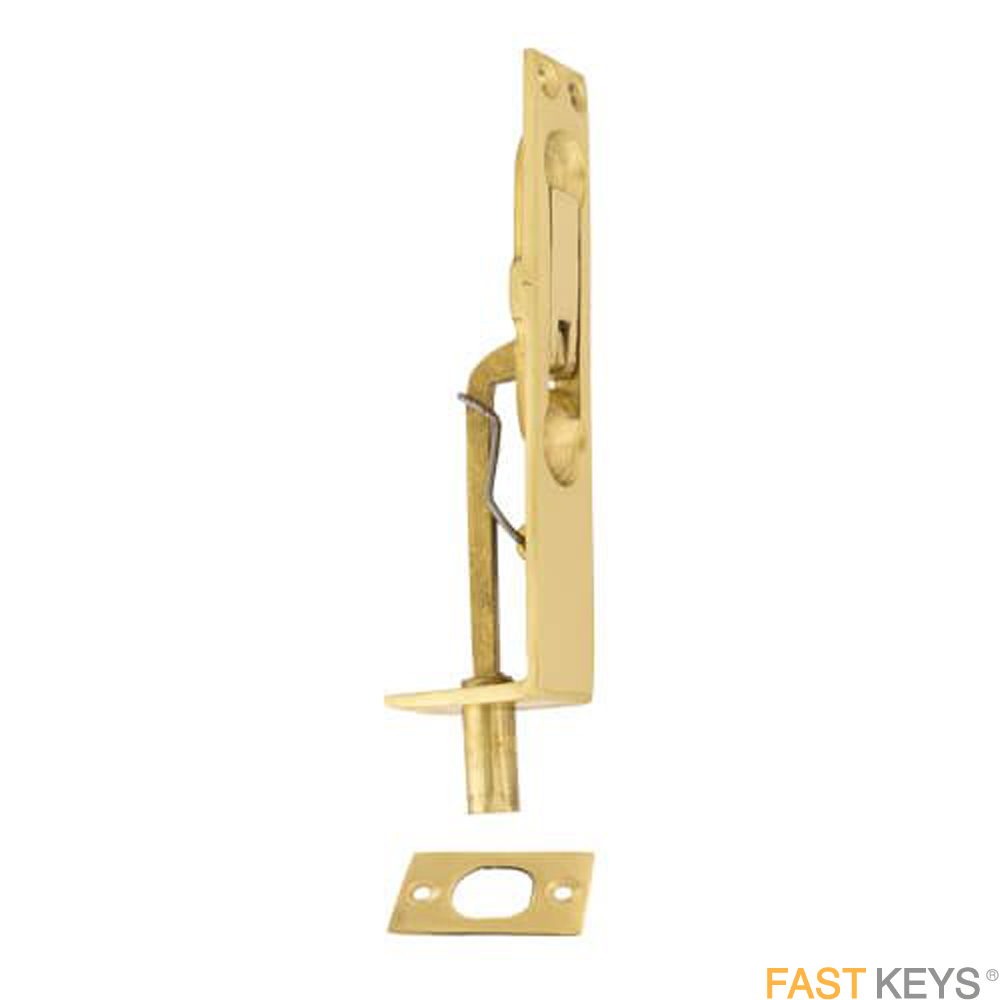 TSSFLUCHB100B Top or bottom flushbolt for timber doors, 100mm, brass finish