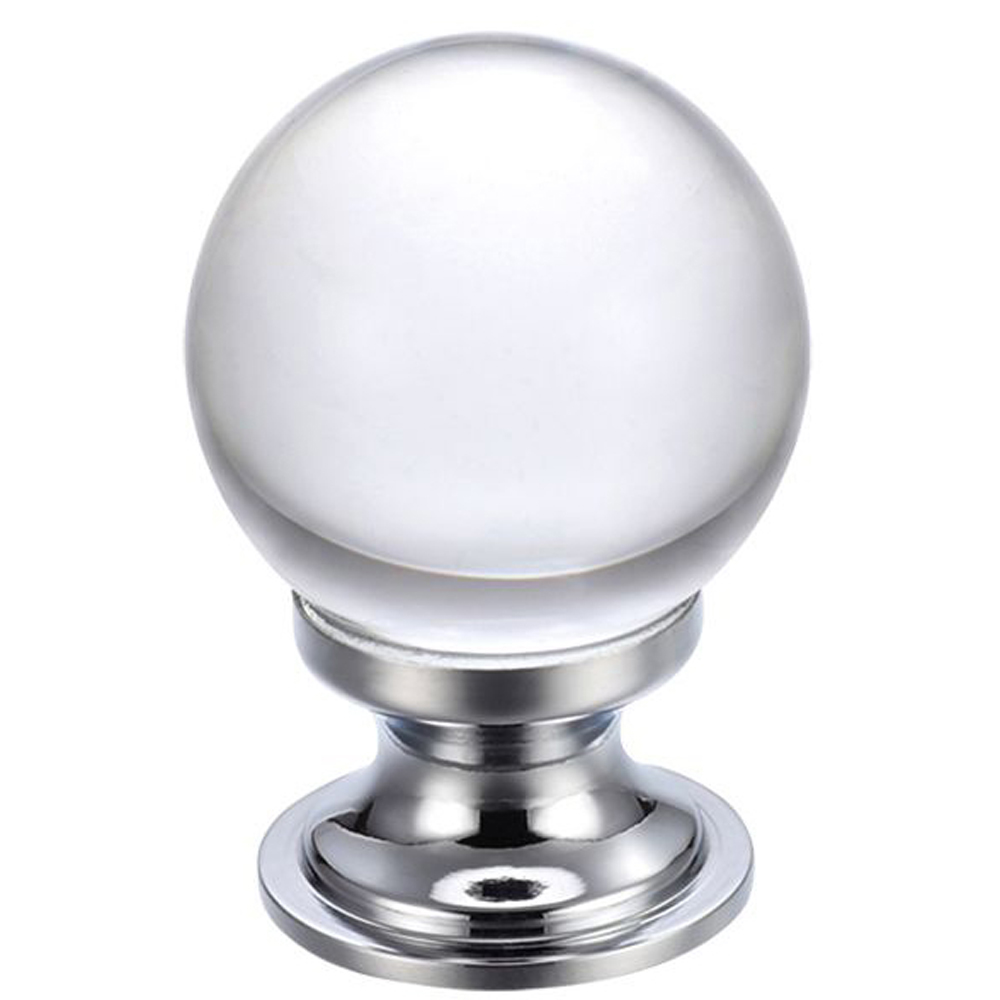 ZOO Glass Ball Cabinet Knob - Plain 30mm - Polished Chrome Door Pulls and Keyhole Escutcheons