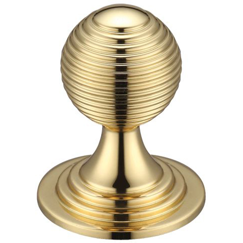 ZOO Queen Anne Ringed Knob 25mm Rose Dia - Polished Brass Door Pulls and Keyhole Escutcheons