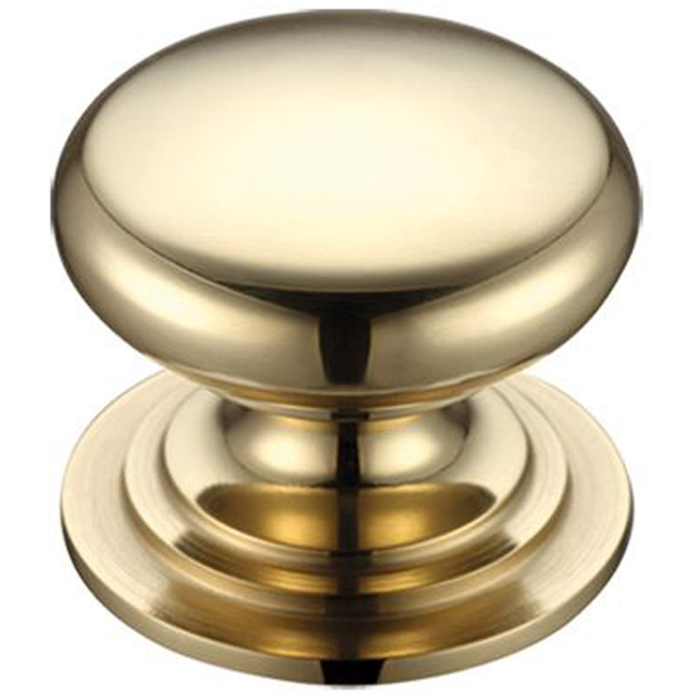 ZOO Victorian Cupboard Knob 25mm Dia - Polished Brass Door Pulls and Keyhole Escutcheons