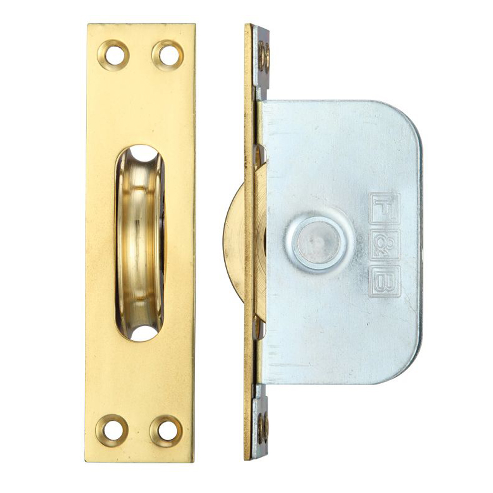 ZOO FBBP02PB Brass Ball Bearing Pulleys - 2 1/4in Square Forend - Polished Brass