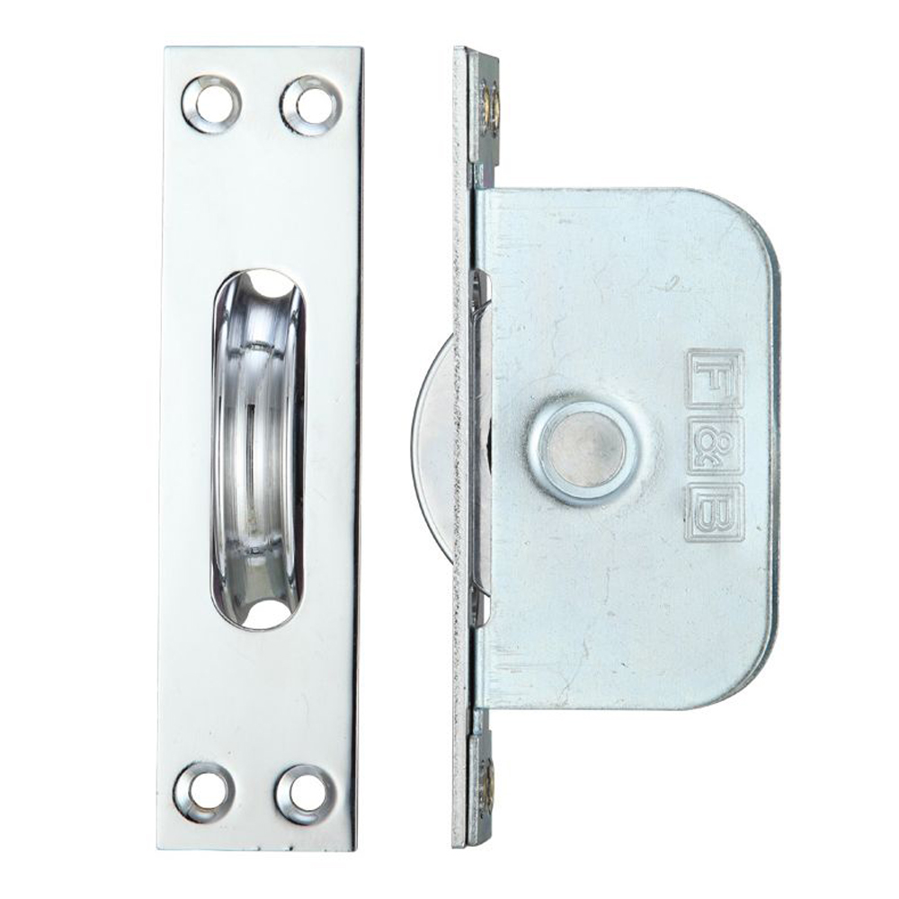 ZOO FBBP02CP Brass Ball Bearing Pulleys - 2 1/4in Square Forend - Polished Chrome