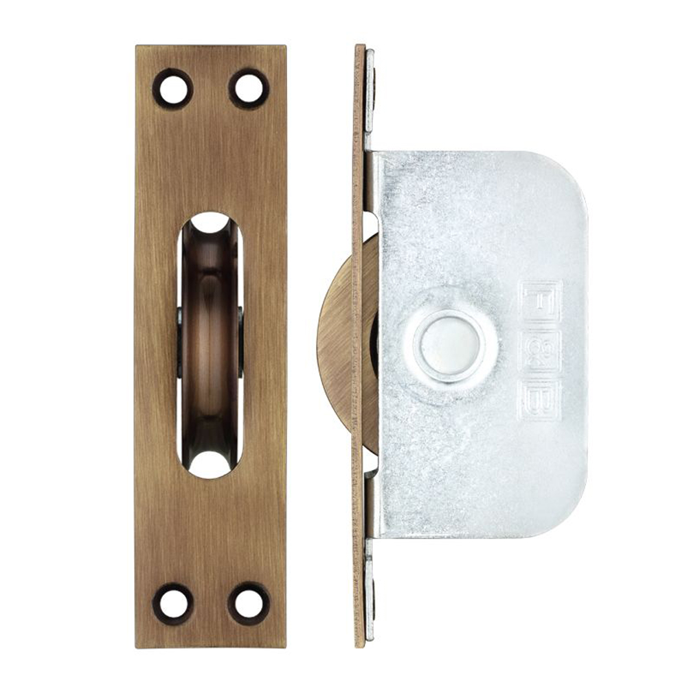 ZOO FBBP02FB Brass Ball Bearing Pulleys - 2 1/4in Square Forend - Florentine Bronze