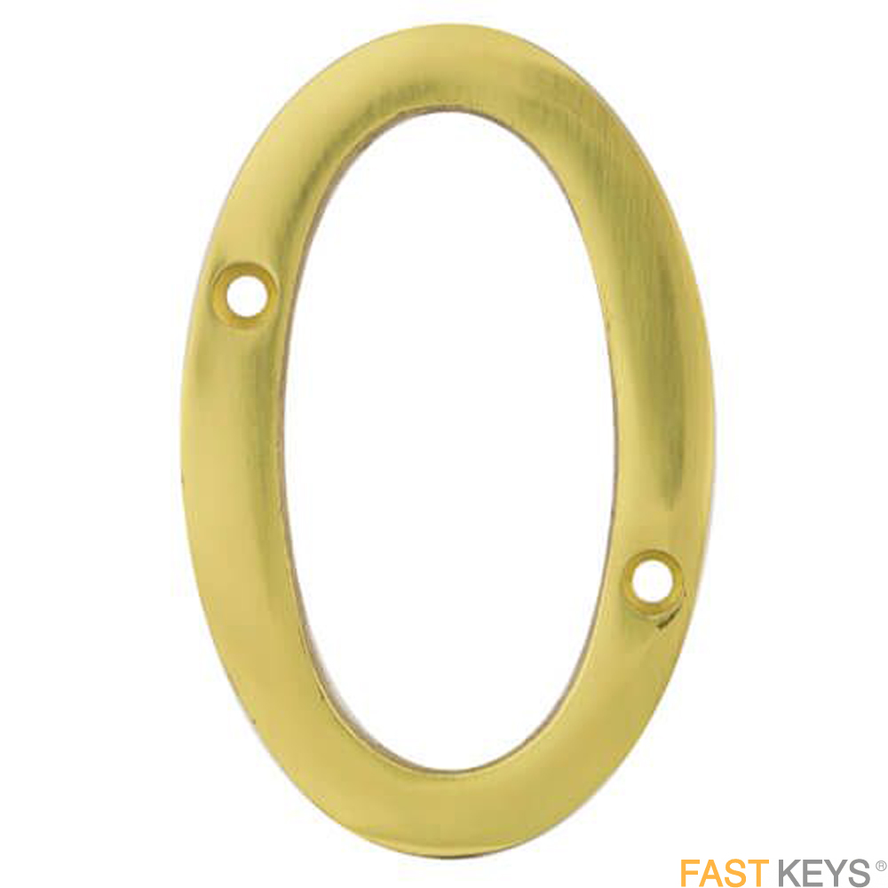TSSNUMERAL0B Numeral zero sign, 76mm (3 inch), Brass finish.