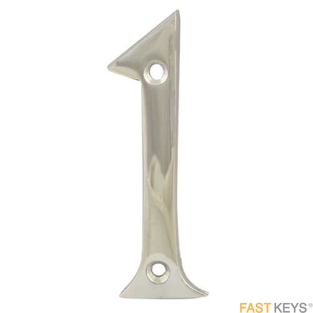 Numeral one sign, 76mm (3 inch), satin stainless steel finish.