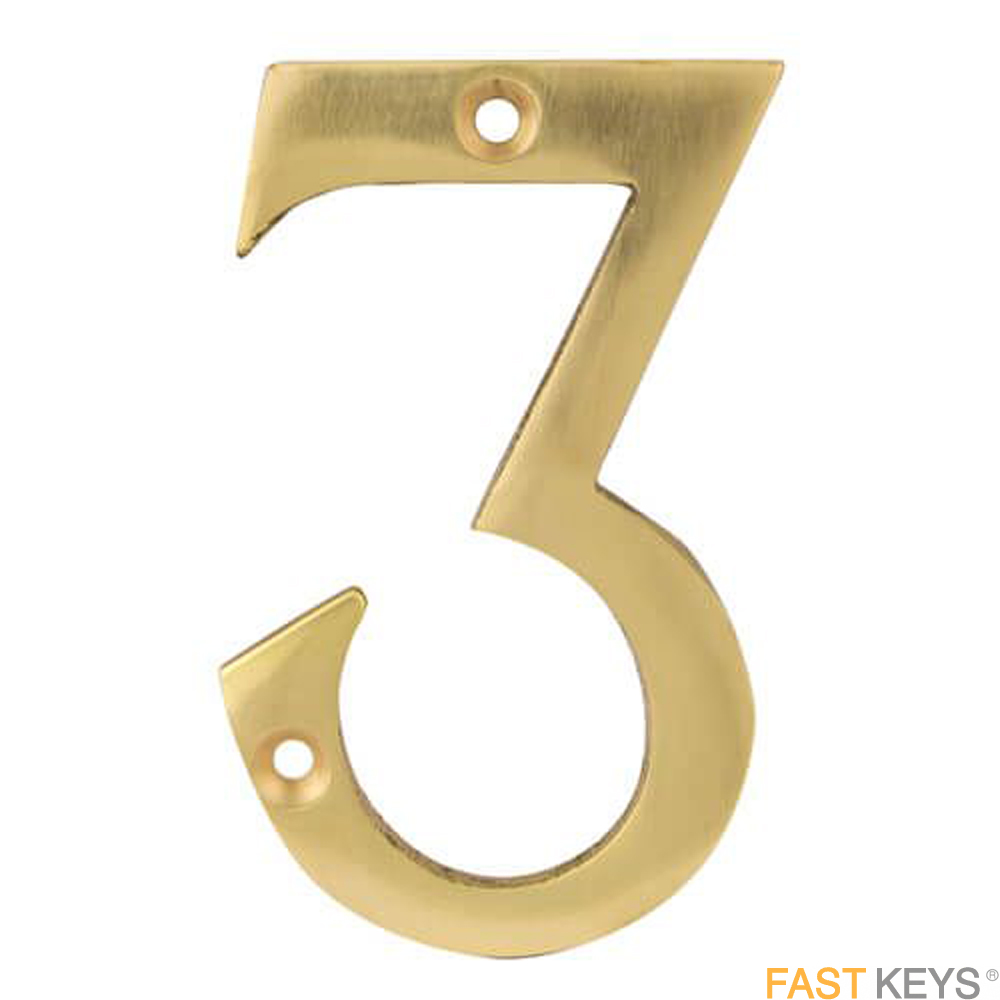 TSSNUMERAL3B Numeral three sign, 76mm (3 inch), Brass finish.