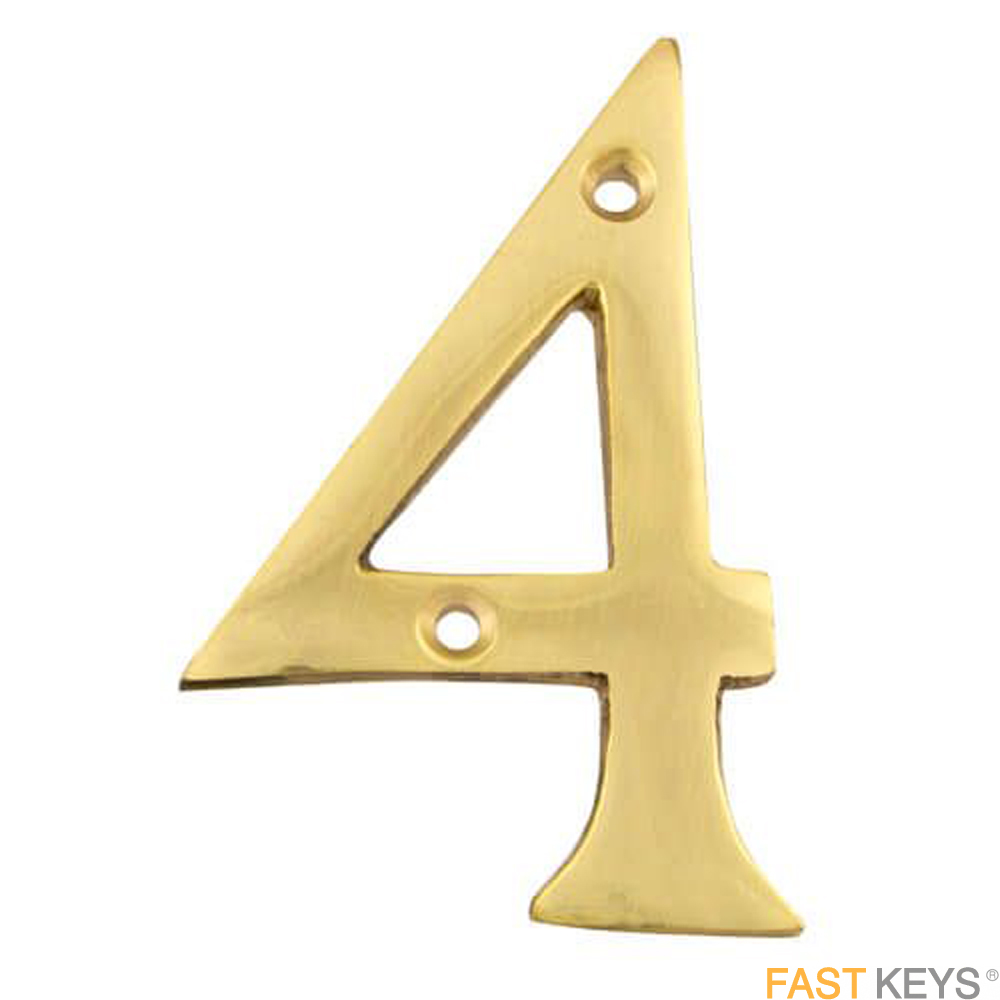 TSSNUMERAL4B Numeral four sign, 76mm (3 inch), Brass finish.