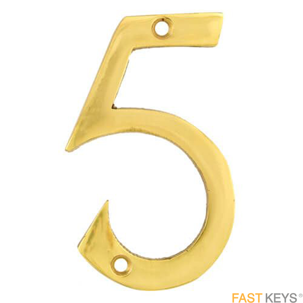TSSNUMERAL5B Numeral five sign, 76mm (3 inch), Brass finish.