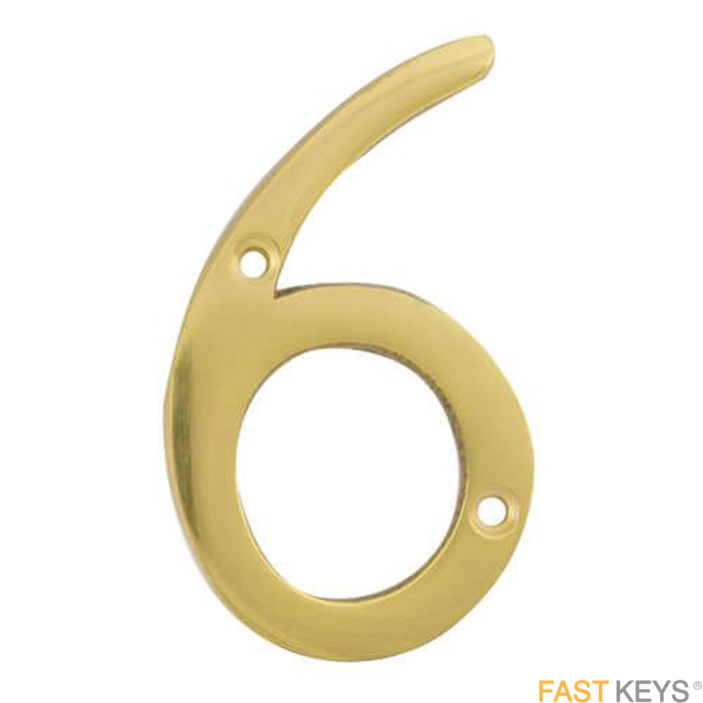 TSSNUMERAL6B Numeral six sign, 76mm (3 inch), Brass finish.