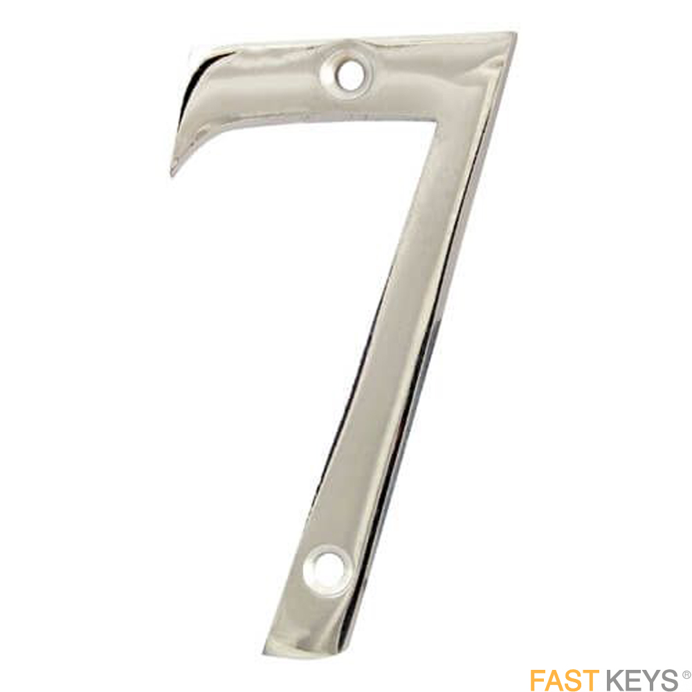 Numeral seven sign, 76mm (3 inch), satin stainless steel finish.