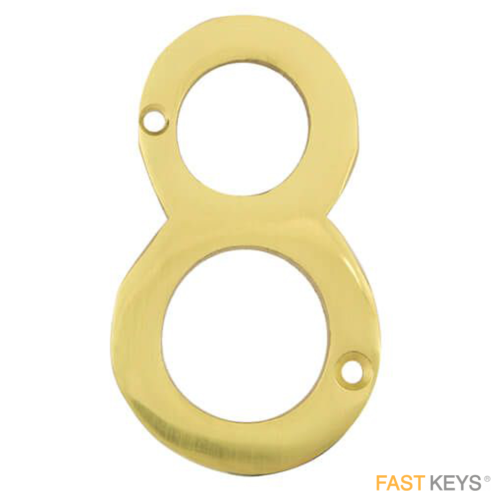 TSSNUMERAL8B Numeral eight sign, 76mm (3 inch), Brass finish.
