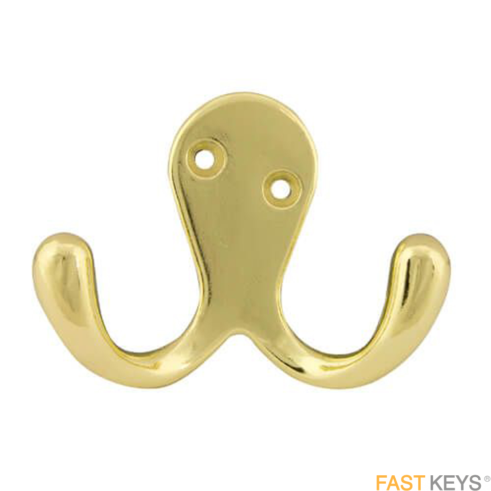 TSSDBLCOATB Double Coat Hook - 70mm Brass finish Domestic Hardware