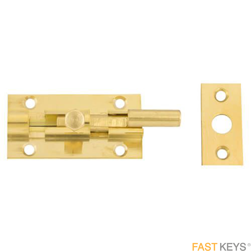 TSSNBARB2B Standard Duty Necked Barrel Bolt - 2" Brass Finish Bolts