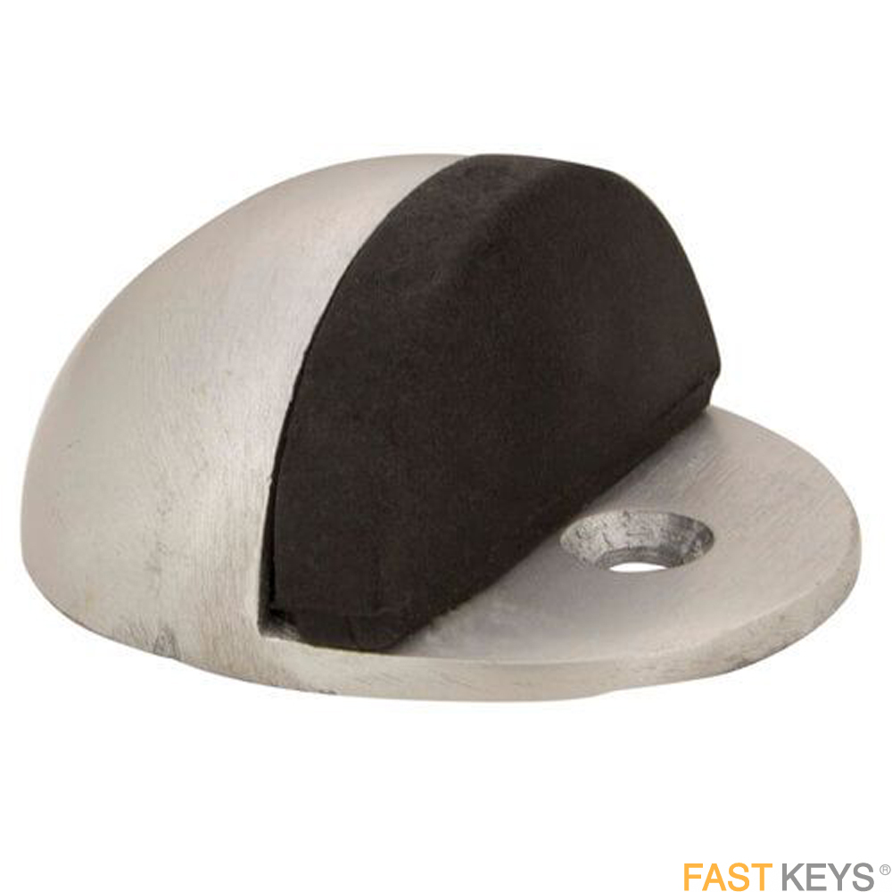 TSSDOORSTOVSAA Oval Floor Fix Door Stop - Satin Anodised Aluminium