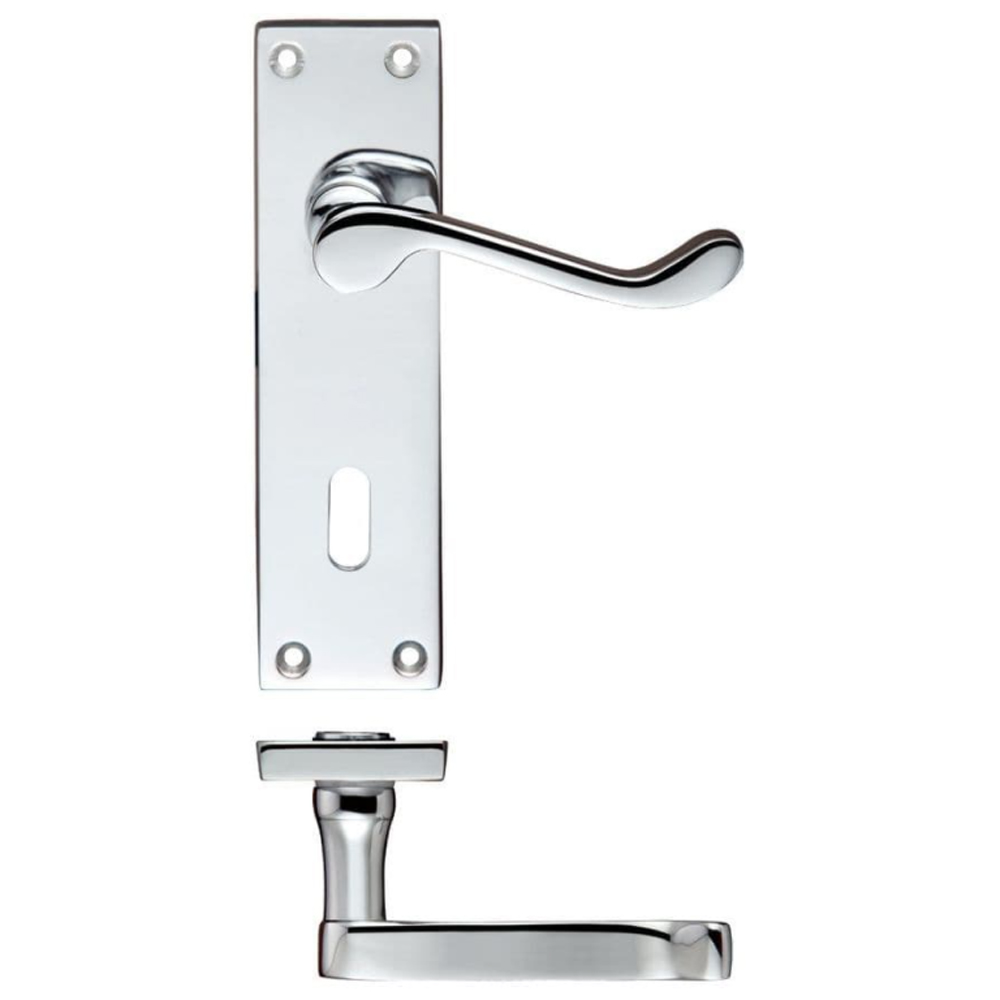 ZOO PR021CP Project victorian scroll lever on lock backplate - 150mm x 40mm - PC Wooden Door Handles
