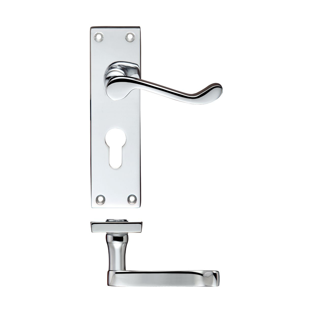 ZOO PR021EPCP Project victorian scroll lever on euro backplate - 150mm x 40mm - PC Wooden Door Handles