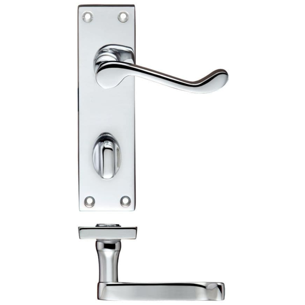 ZOO PR023CP Project victorian scroll lever on bathroom backplate - 150mm x 40mm - PC Bathroom Handles