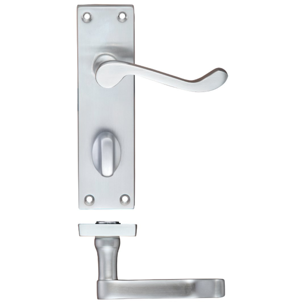 ZOO PR023SC Project victorian scroll lever on bathroom backplate - 150mm x 40mm - SC Bathroom Handles