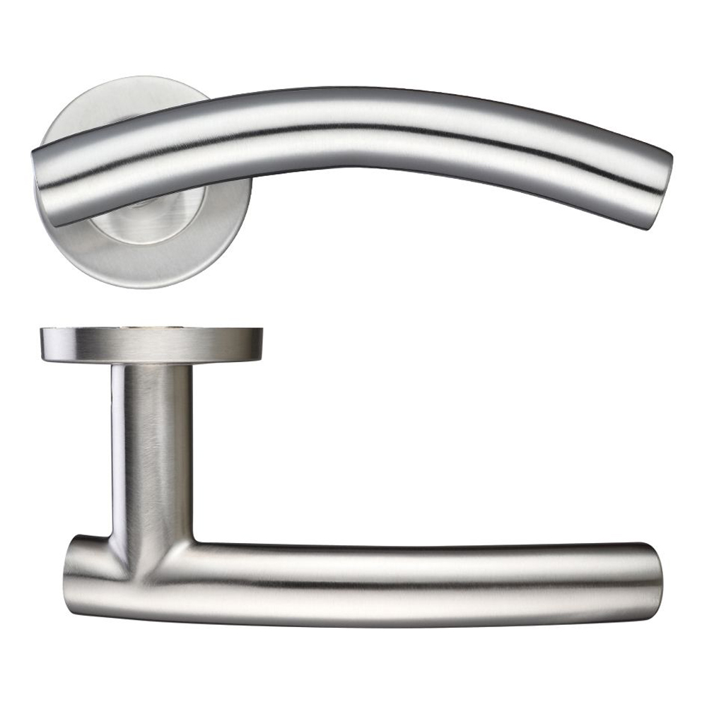 ZOO ZCS2120SS 19mm arched t-bar lever - push on rose - 52mm dia - grade 201 - SS Wooden Door Handles