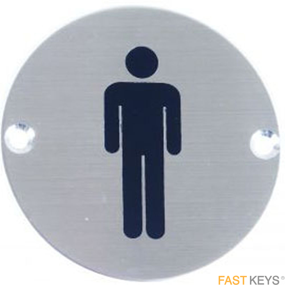 Male sign, satin stainless steel.