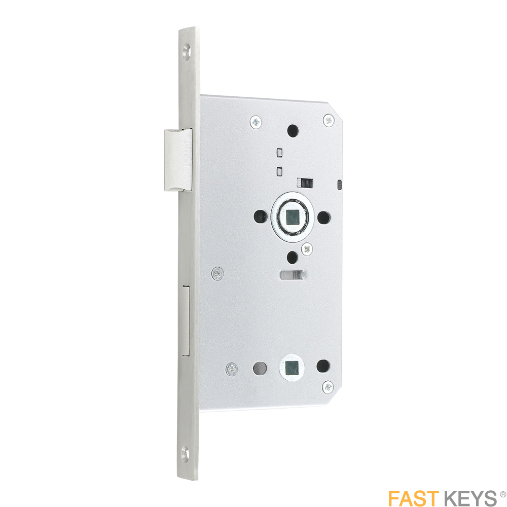 ASEC Din Mortice Bathroom Lock 60mm Satin Stainless Radius