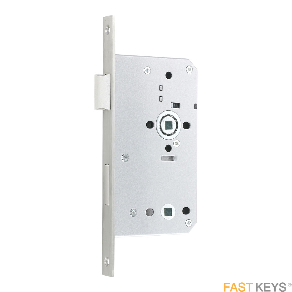 ASEC Din Mortice Bathroom Lock 60mm Satin Stainless Square