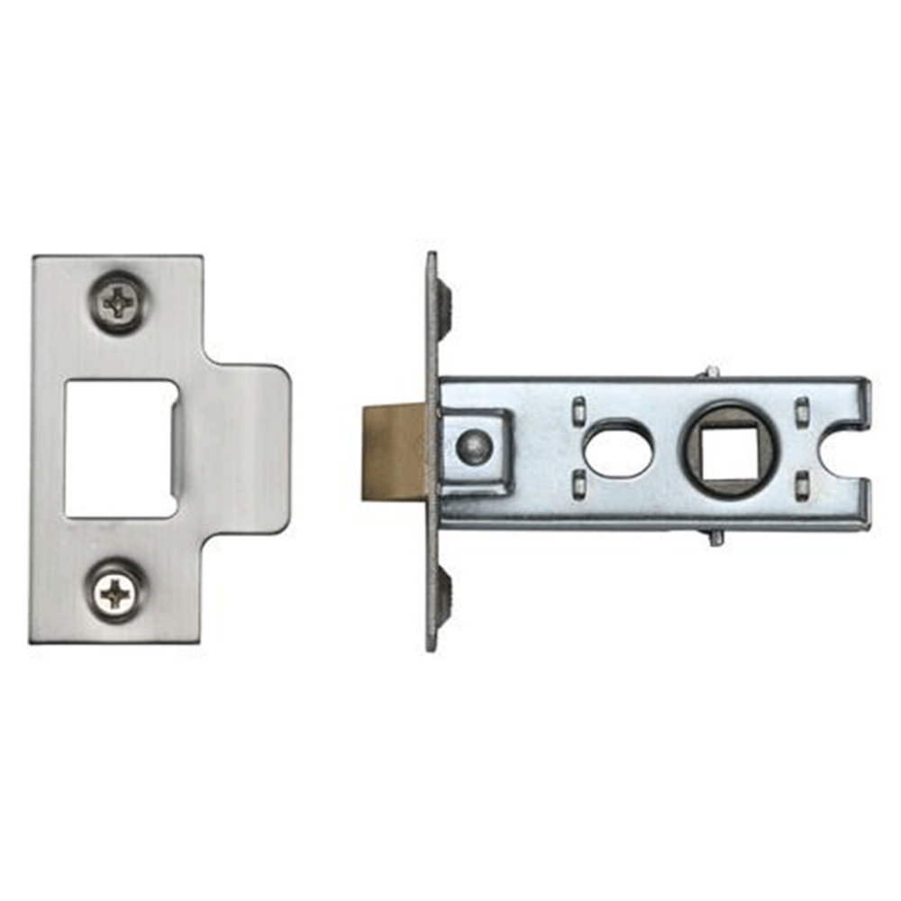 York tubular door latch, 64mm, satin stainless steel finish.