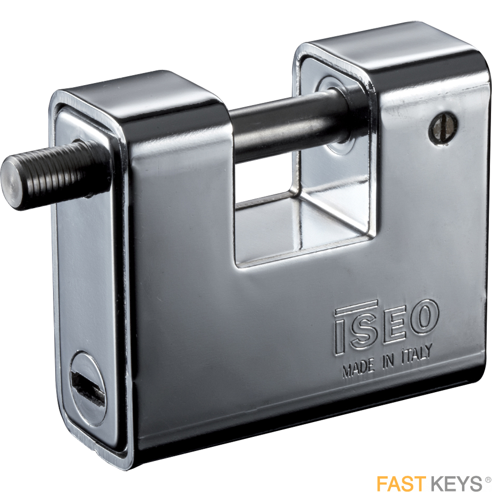 ISEO 809-909 90mm Boxer Rectangular Padlock - R6. 6 Pin flat reversible keys.