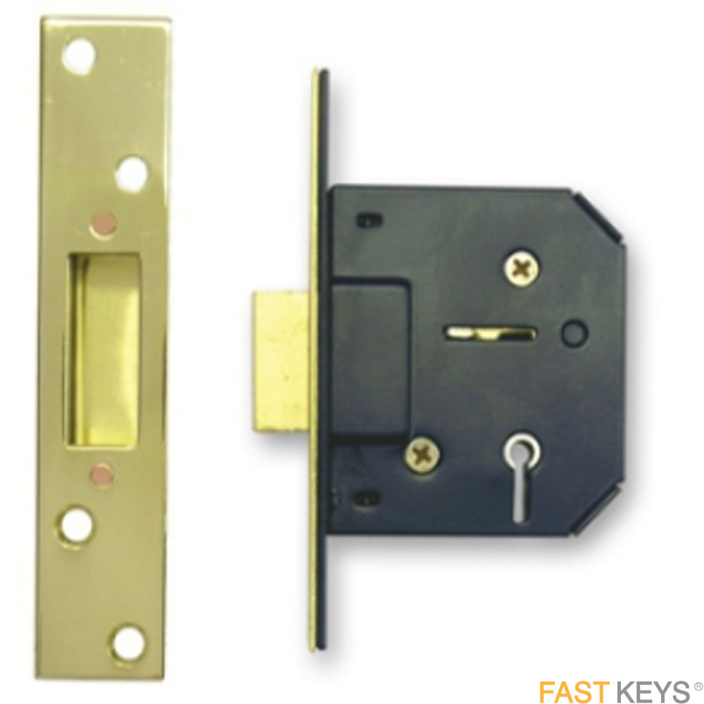 Sterling MLS525 5 lever 65mm sash lock, brass plated.