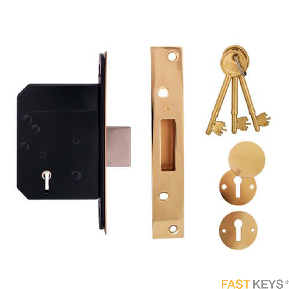 TSSBSMDL25VB British Standard 5 Lever Mortice Deadlock (2.5"), Brass Finish