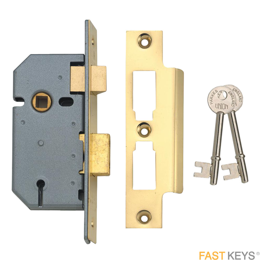 Union 2277, 3 lever mortice sashlock brass finish, 76mm 3 inch