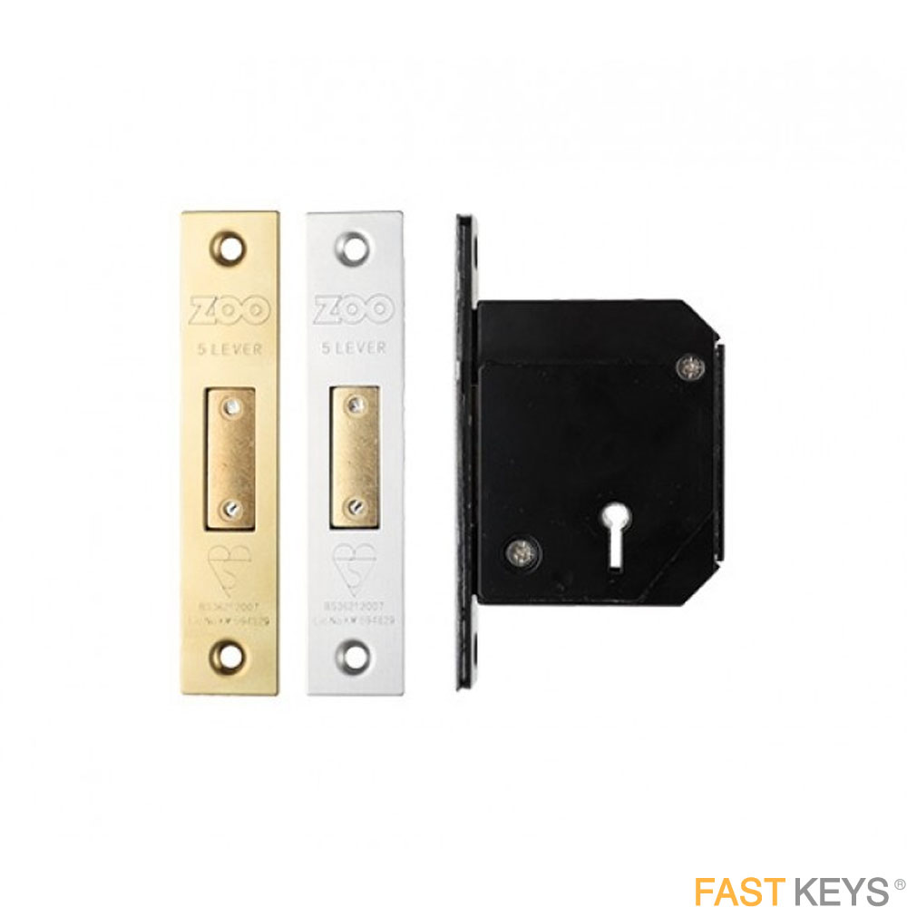 ZOO ZBSCS67SS 5 Lever, 2.5 inch British Standard lock. Direct replacement for Chubb 3K74