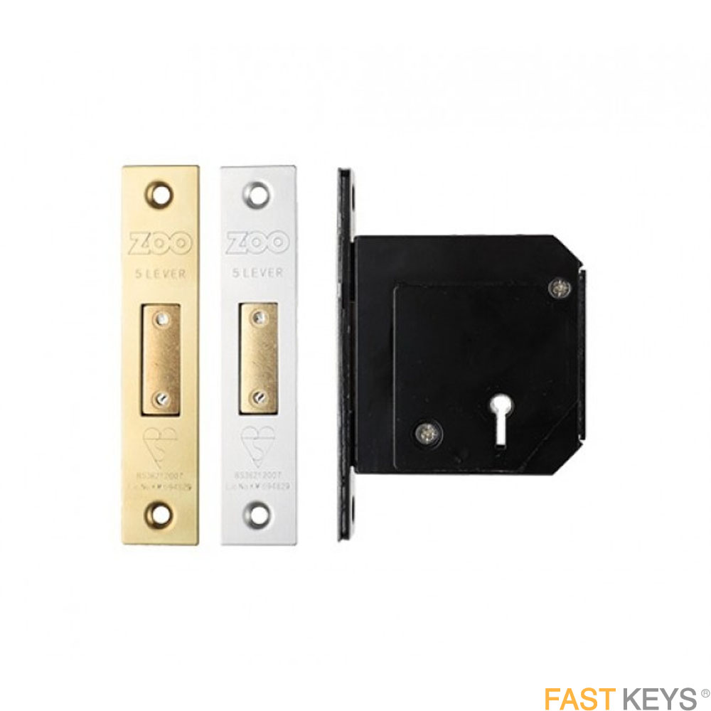 ZOO ZBSCD67SS 5 lever, 2.6 inch (67mm) BS deadlock, (Direct replacement for Chubb 3G144) SS finish