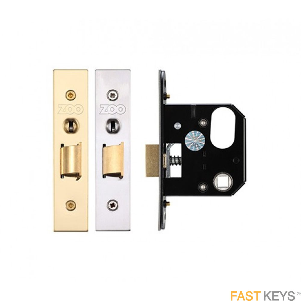 Zoo ZURNL64SS UK oval nightlatch escape lock, 64mm, satin finish.