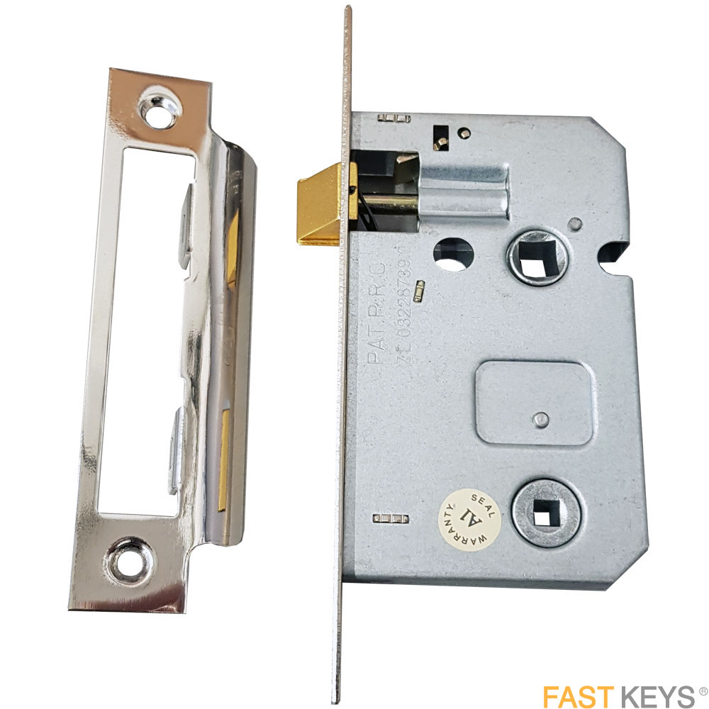 Bahroom mortice lock nickel plated finish 64MM