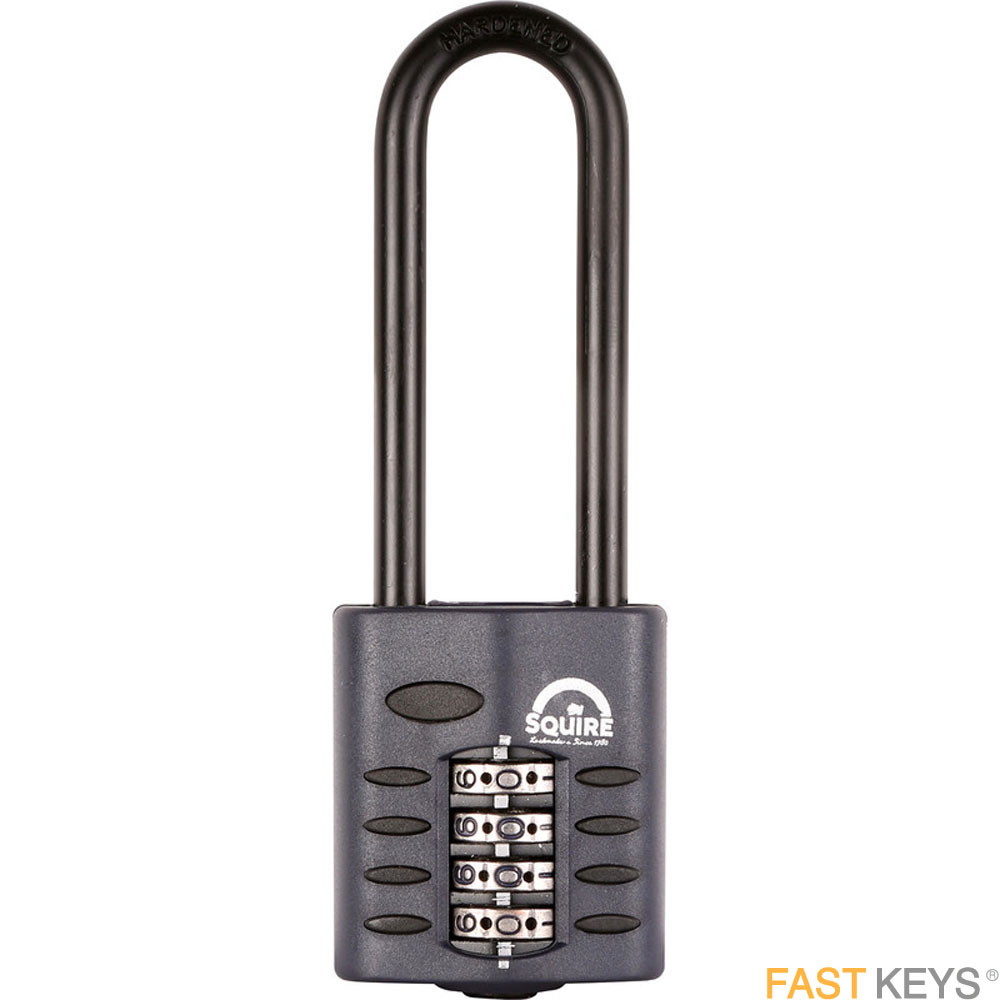 Squire CP40/2.5 40mm combination padlock, 4 wheel long shackle Grade 5