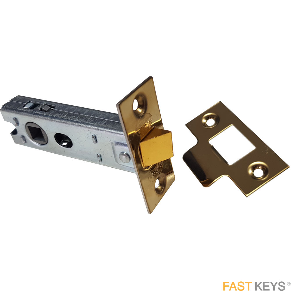 York tubular door latch, 76mm, brass finish.