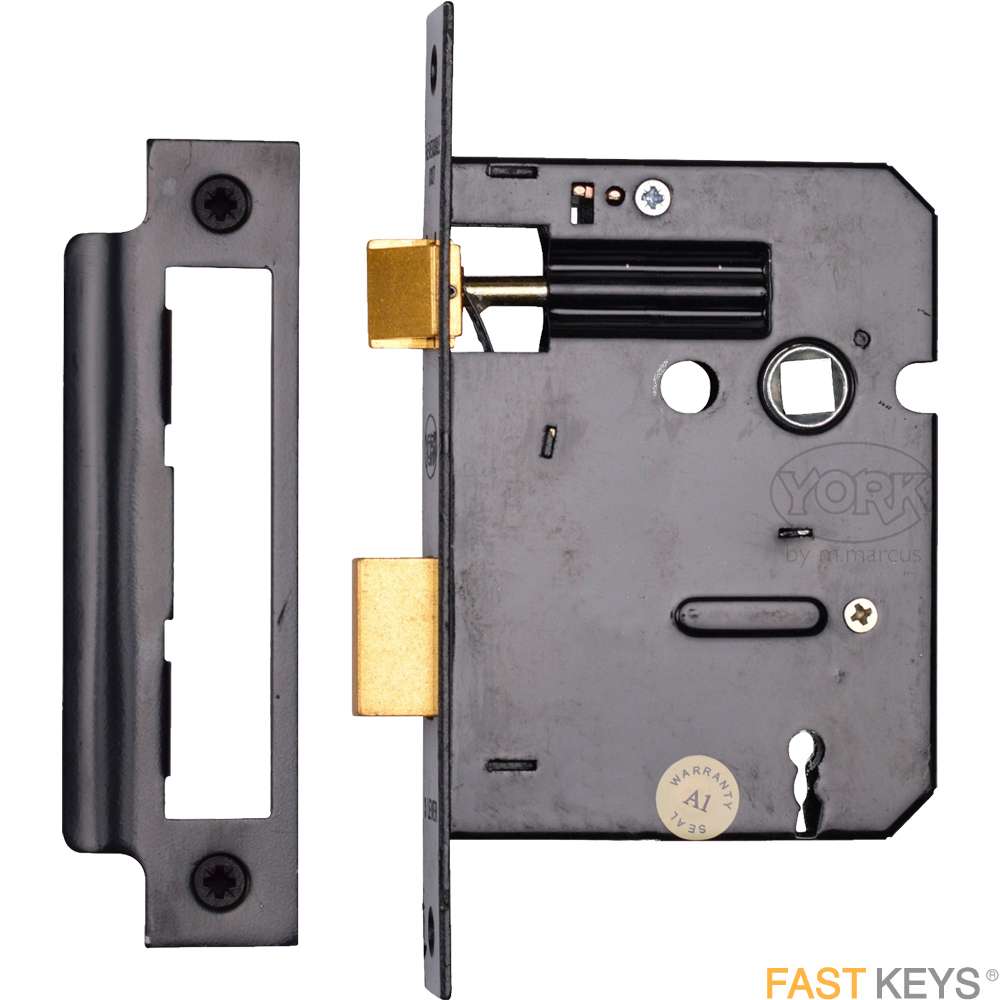 York 3 lever 76mm brass sash lock.