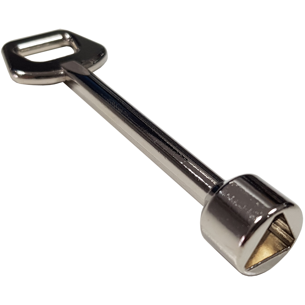 Meter box key, 10mm triangular profile, 90mm overall length.